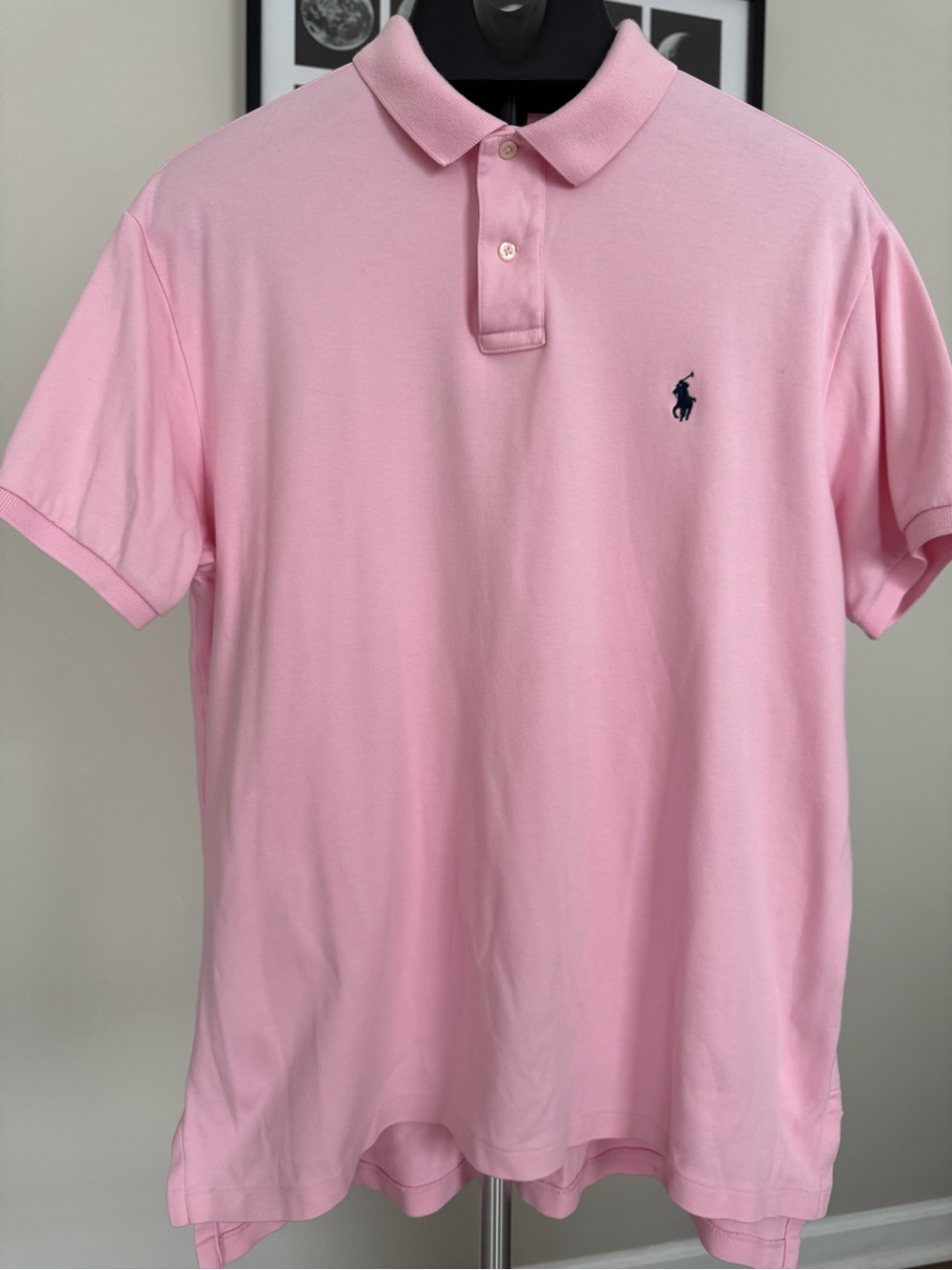Ralph Lauren Men's Light Pink Polo with Navy Pony